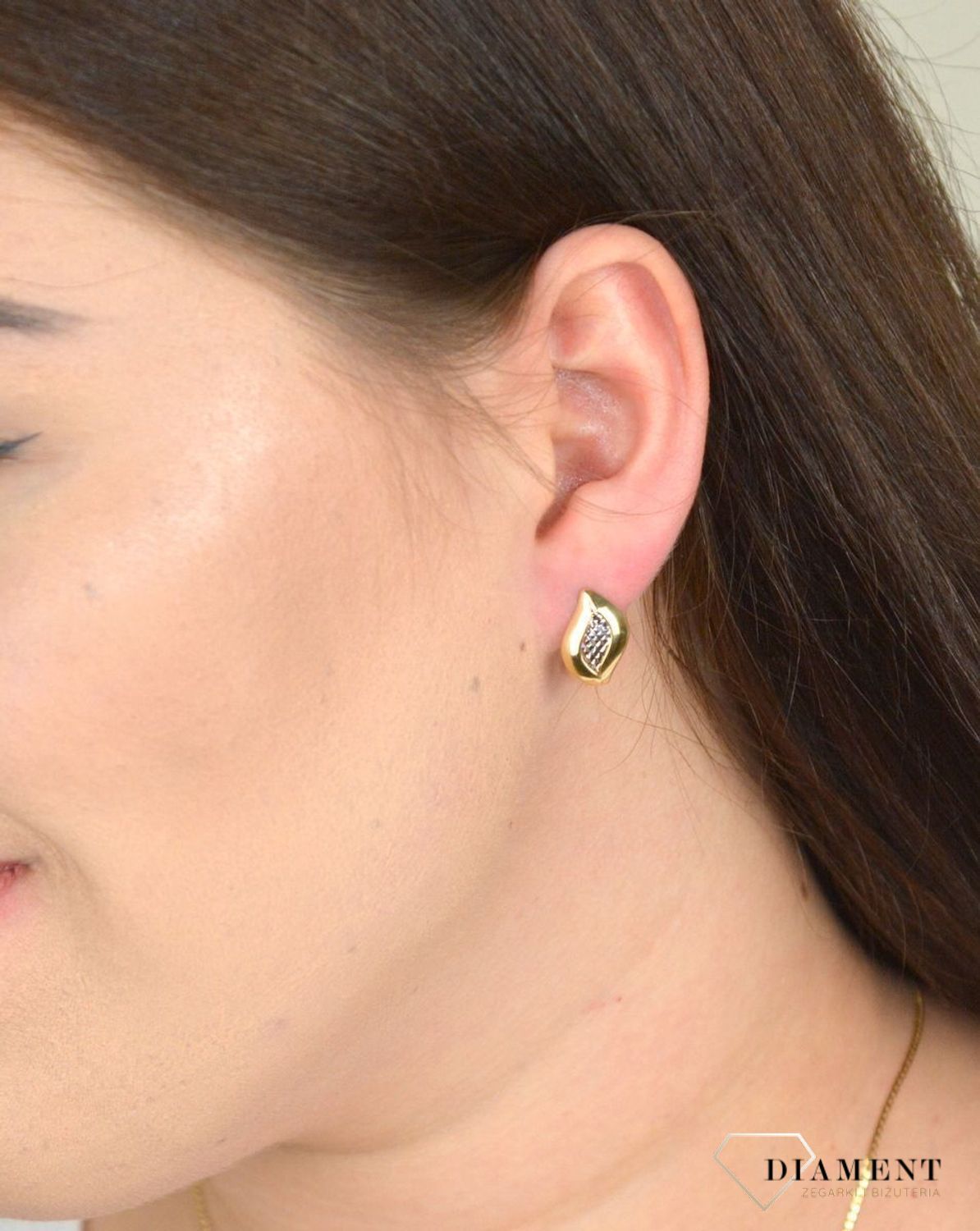 Złote kolczyki z dodatkiem grawerowanego białego złota KL 7102.jpg